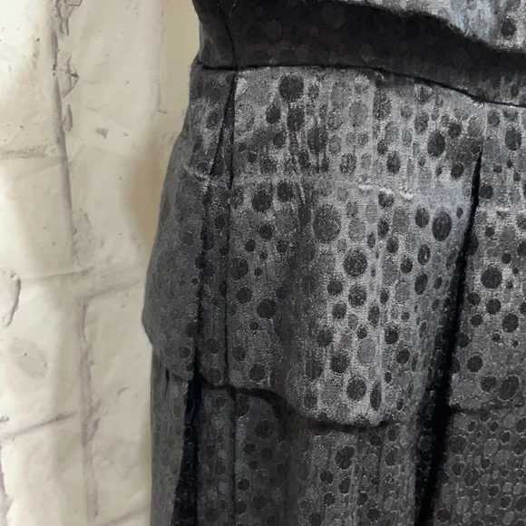 Tulle for Anthropologie Black Polka Dot Sleeveless Peplum Pleated Midi-Dress - Picture 4 of 11